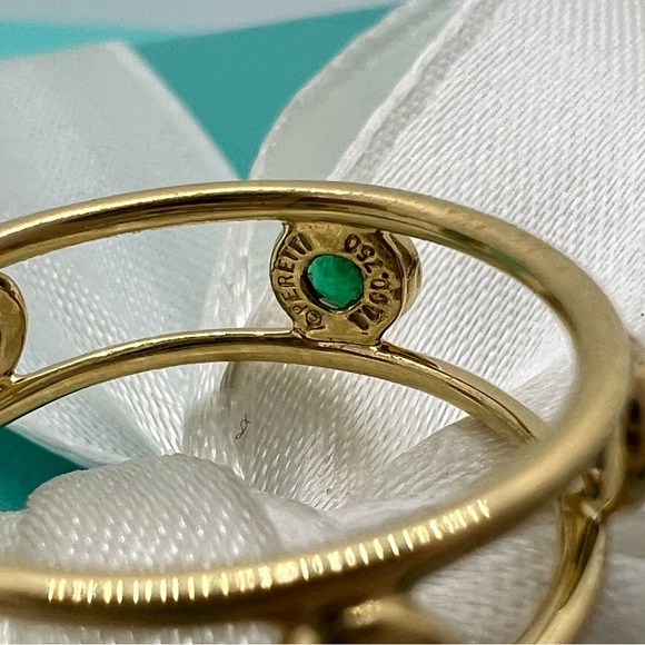 Tiffany & Co.18k Yellow Gold Emerald Elsa Peretti Color By The Yard Ring 4.75 - Picture 5 of 7